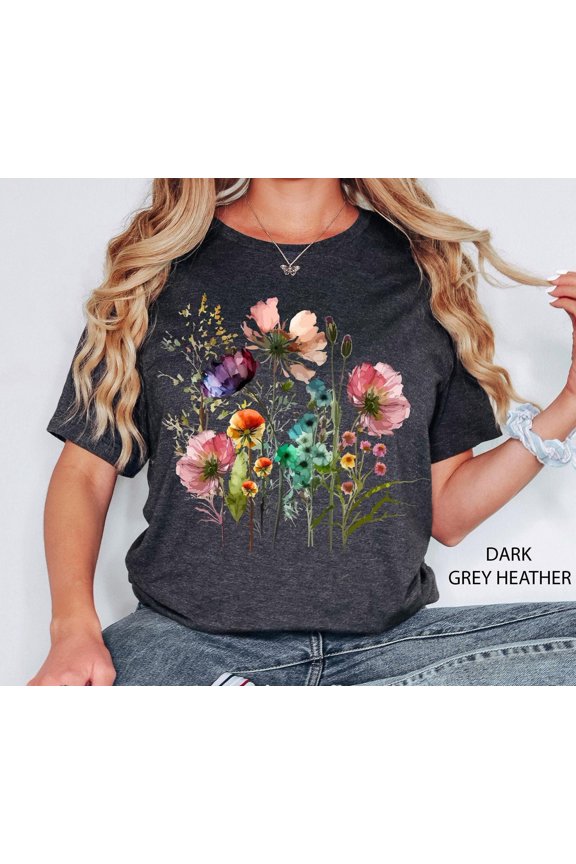 Boho Cottagecore Tshirt, Wildflowers T shirt, Vintage Pressed Flowers Shirt, Botanical Floral Tee, for Gardener, Floral Sweatshirt Tshirt All Size S-5XL