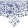 thumbnail image 1 of Boho Cotton Linen Tablecloth Rectangle 60x84 Inch, Farmhouse Carpet Pattern Ethnic Design Decorative Table Cloth, Outdoor Thickened Washable Polyester Table Cover for Kitchen Dining Room, Blue, 1 of 6