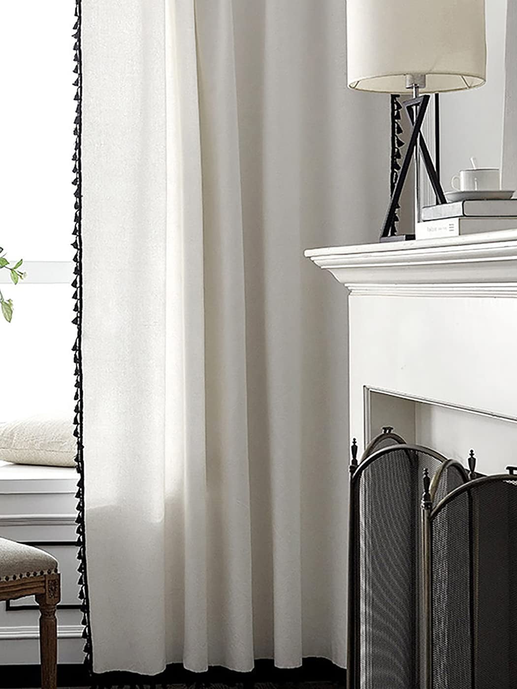 White Sheer Curtains - 2 Panels, 38x84 Inch, Grommet Top, Faux Linen Texture, Farmhouse Style - View #3