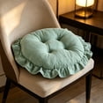 thumbnail image 1 of Boho Cotton Round Chair Cushions for Dining Chairs, Farmhouse Rustic Ruffled Chair Pads, Soft Comfortable Seat Stool Cushions for Kitchen Chairs Home Decor (Green,Diameter 15.8"), 1 of 6