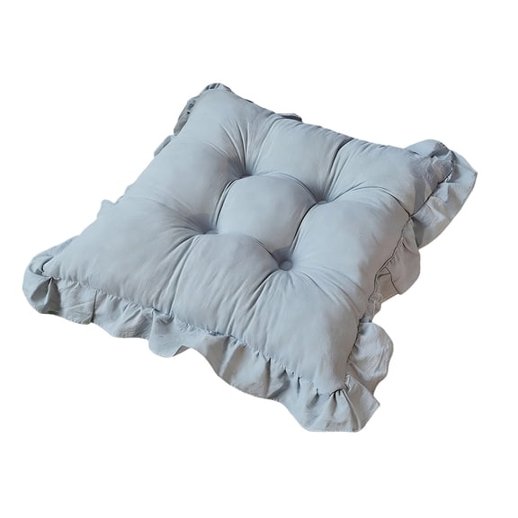 Boho Cotton Square Chair Cushions for Dining Chairs Farmhouse Rustic Ruffled Chair Pads Soft Comfortable Seat Cushions for Kitchen Chairs Home Decor (Light Blue,18"x18")