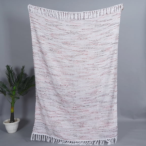 Boho Cotton Throw Blankets Embroidery Decorative Woven Sofa Throw for Living Room, Mud Cloth, Chair & Couch Cover with Tassels (50x70 Inches)