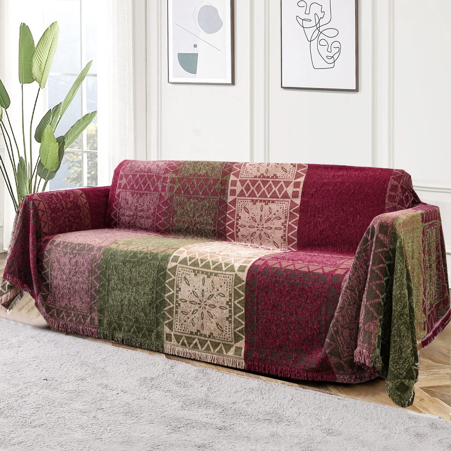 Boho Couch Cover Bohemian Cotton Sofa Cover Sofa Throw Cover for Couches Sofa Slipcover ...