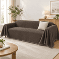 Boho Couch Cover Chocolate Sofa Covers With White Tassel Farmhouse ...