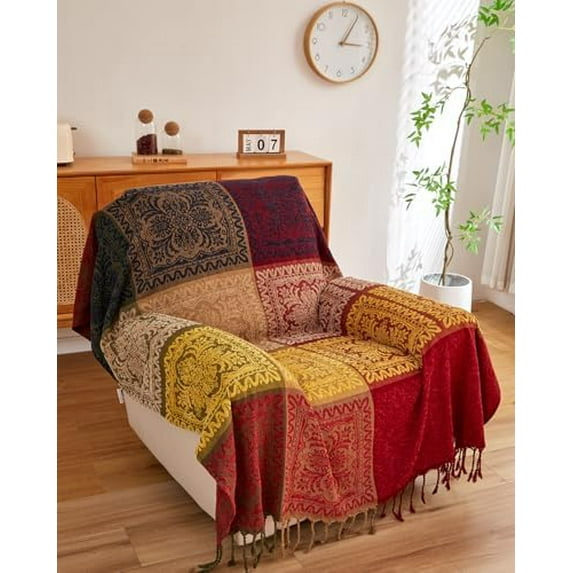 Boho Couch Sofa Slipcover Throw Blanket, 2024 Ideal Gifts for Christmas