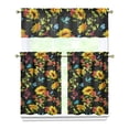 thumbnail image 1 of Boho Country Curtains 36 Inch - 3 Panel Rustic Farmhouse Set with Vintage Blooming Botanicals, Rod Pocket Kitchen Window Drapes for Cottage Decor, 1 of 6
