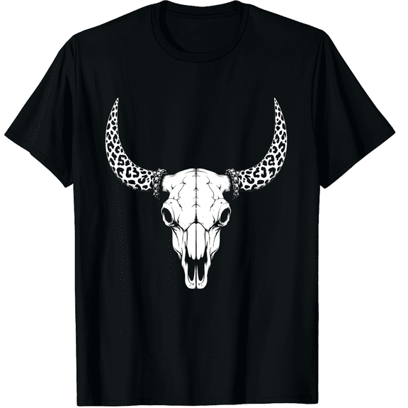 Boho Cow Skull Cowgirl Sweater Vintage Western Rodeo Country Concert Outfits Graphic Black T-Shirt for Men and Women