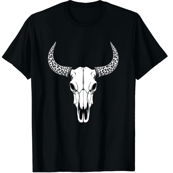 Boho Cow Skull Cowgirl Sweater Vintage Western Rodeo Graphic Tee Country Concert Outfits Graphic Black T-Shirt for Men and Women