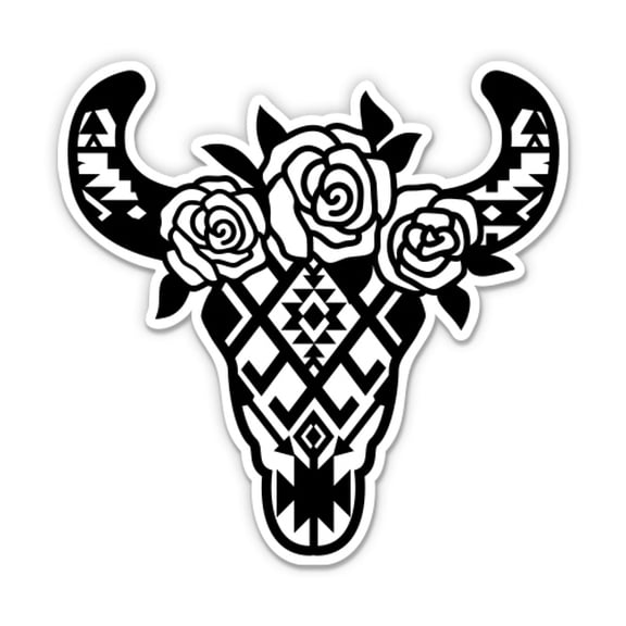 Boho Cow Skull Southwestern Arizona - 12" Vinyl Sticker Waterproof Decal