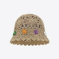 thumbnail image 1 of Boho Crochet Flower Knit Beanie Women Hollow Out Oversized Slouchy Hat, 1 of 2