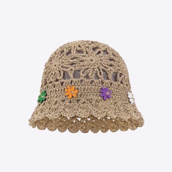 Boho Crochet Flower Knit Beanie Women Hollow Out Oversized Slouchy Hat