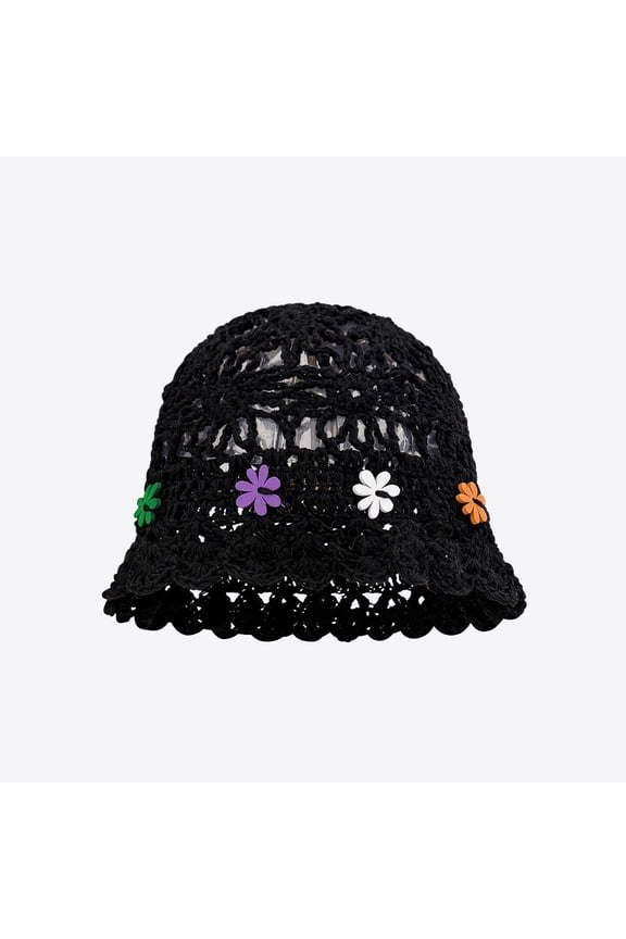Boho Crochet Flower Knit Beanie Women Hollow Out Oversized Slouchy Hat