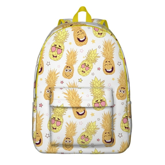 Boho Crossbody Bag with Hawaiian Pineapple and Floral Print – Bright Yellow Tropical Pattern, Fresh and Exotic Style