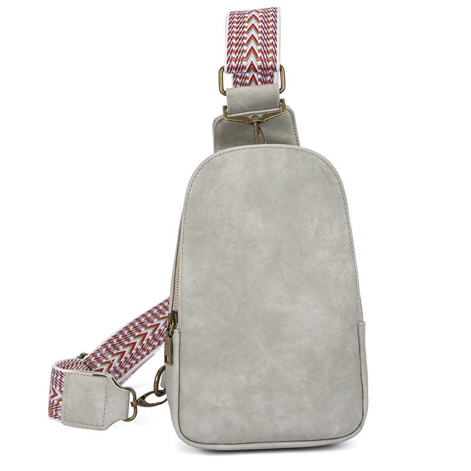 Boho Crossbody Sling Bag Women Vintage Guitar Strap Fanny Packs Simple Traveling Chest Bag,Gray