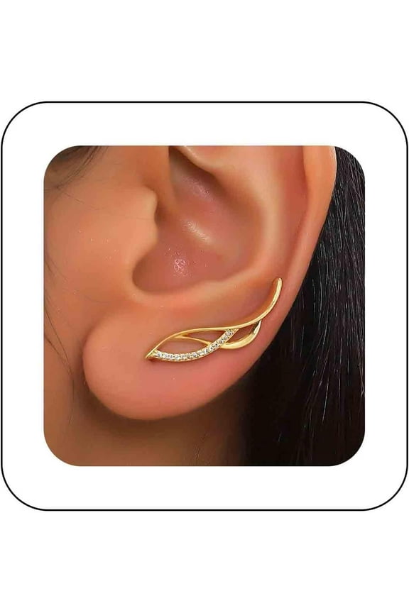 Boho Crystal Ear Climber Earrings Gold Rhinestone Crawler Earrings Vintage Cluster Crystal Stud Earrings Cz Climbing Earrings Jewelry for Women