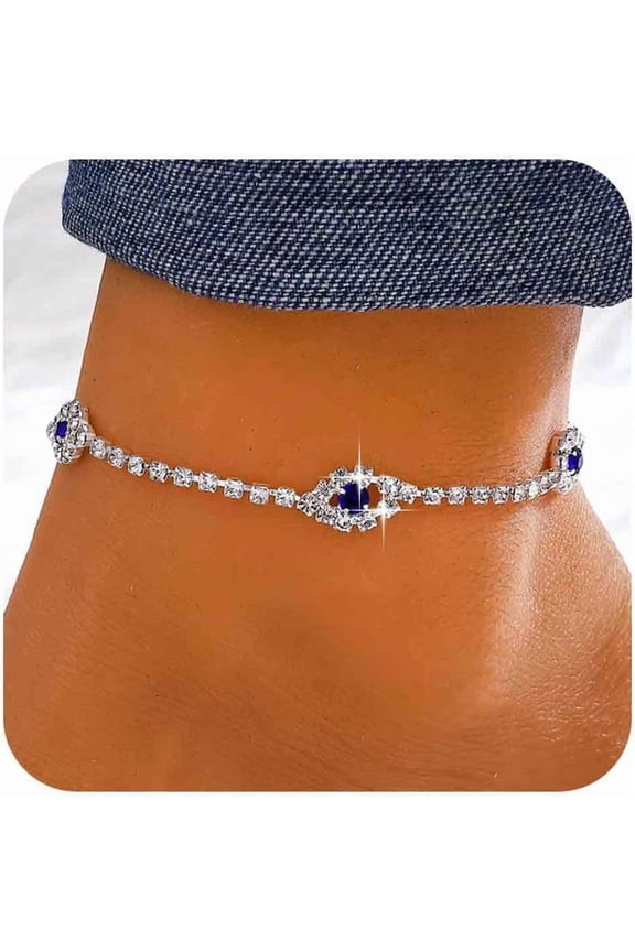 Boho Crystal Evil Eye Anklet Bracelet Rhinestone Eye Ankle Bracelets Silver Tennis Chain Anklets Hollow Eye Anklets Minimalist Cz Anklets Foot Chain Jewelry for Women