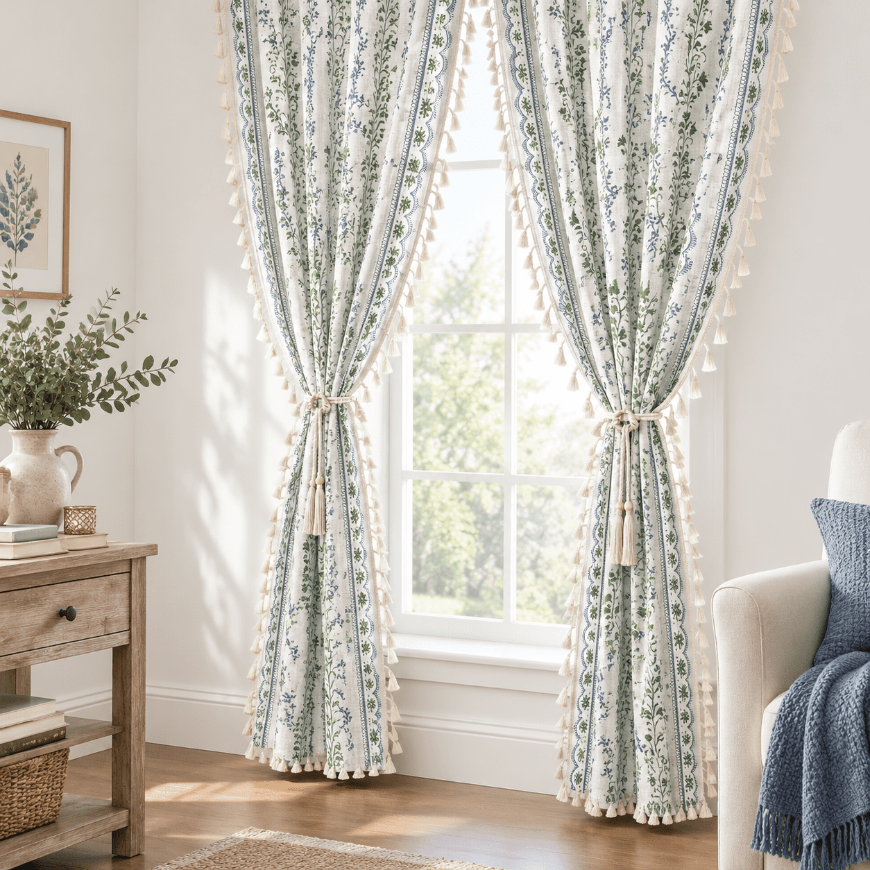 Boho Curtafor Living Room 63 Inch Length Vintlinen Bedroom Light ...