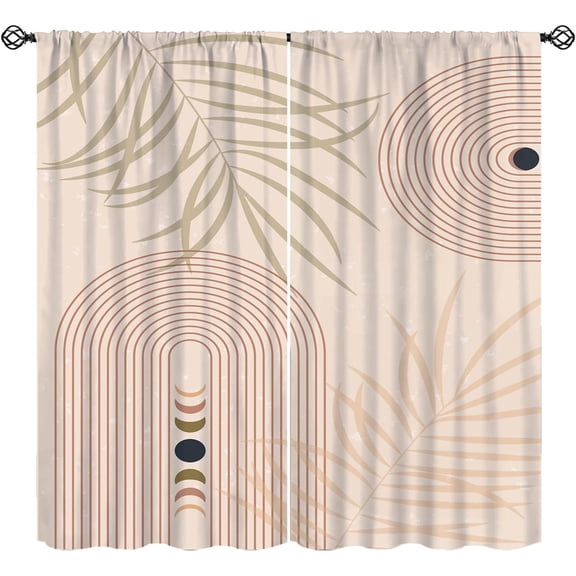 Boho Curtain, Mid Century Moon Phases Rainbow Contemporary Aesthetics Window Treatments, Retro Rod Pocket Thermal Insulated Drapes 2 Panel Sets for Bedroom Living Rooms, 42" W X 54" L