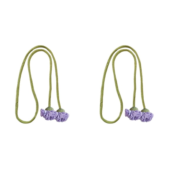 Boho Curtain Tiebacks Handmade Flower Rope Curtain Holdbacks No Drill Curtain Tiebacks Decorative Window Accessories Purple