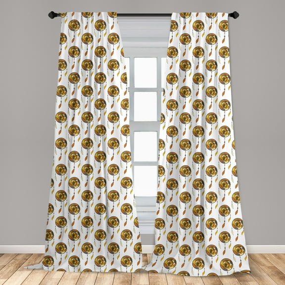 Boho Curtains 2 Panels Set, Native Pattern with Abstract Dreamcatchers in Earth Tones Print, Window Drapes for Living Room Bedroom, 56"W X 95"L, Multicolor, by Ambesonne