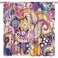 thumbnail image 1 of Boho Curtains, Abstract Pelis Boho Brown Vintage Floral Ethnic Tribal Blossom Print, Blackout Curtains for Bedroom Living Room42X84x2 Inch, 1 of 6