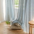 thumbnail image 1 of Boho Curtains for Bedroom Embroidery Striped Farmhouse Curtains 96 Inches Long 2 Panels Set Blue Linen Curtains Tassel Bohemian Semi-Blackout Window Curtains for Living Room ( 52" W x 96" L,Blue), 1 of 1