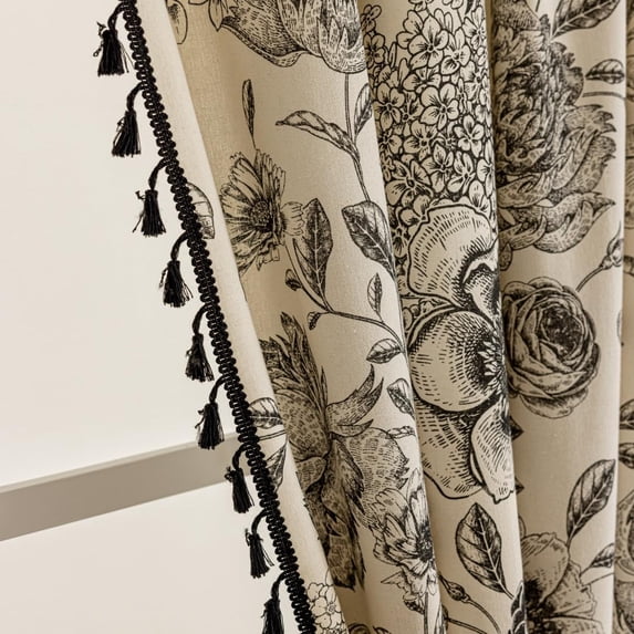 Boho Curtains for Living Room 96 Inch Length French Country Floral Drapes Farmhouse Rustic Vintage Window Curtain Panels Bedroom Chic Cotton Linen Closet Curtains,2 Panel
