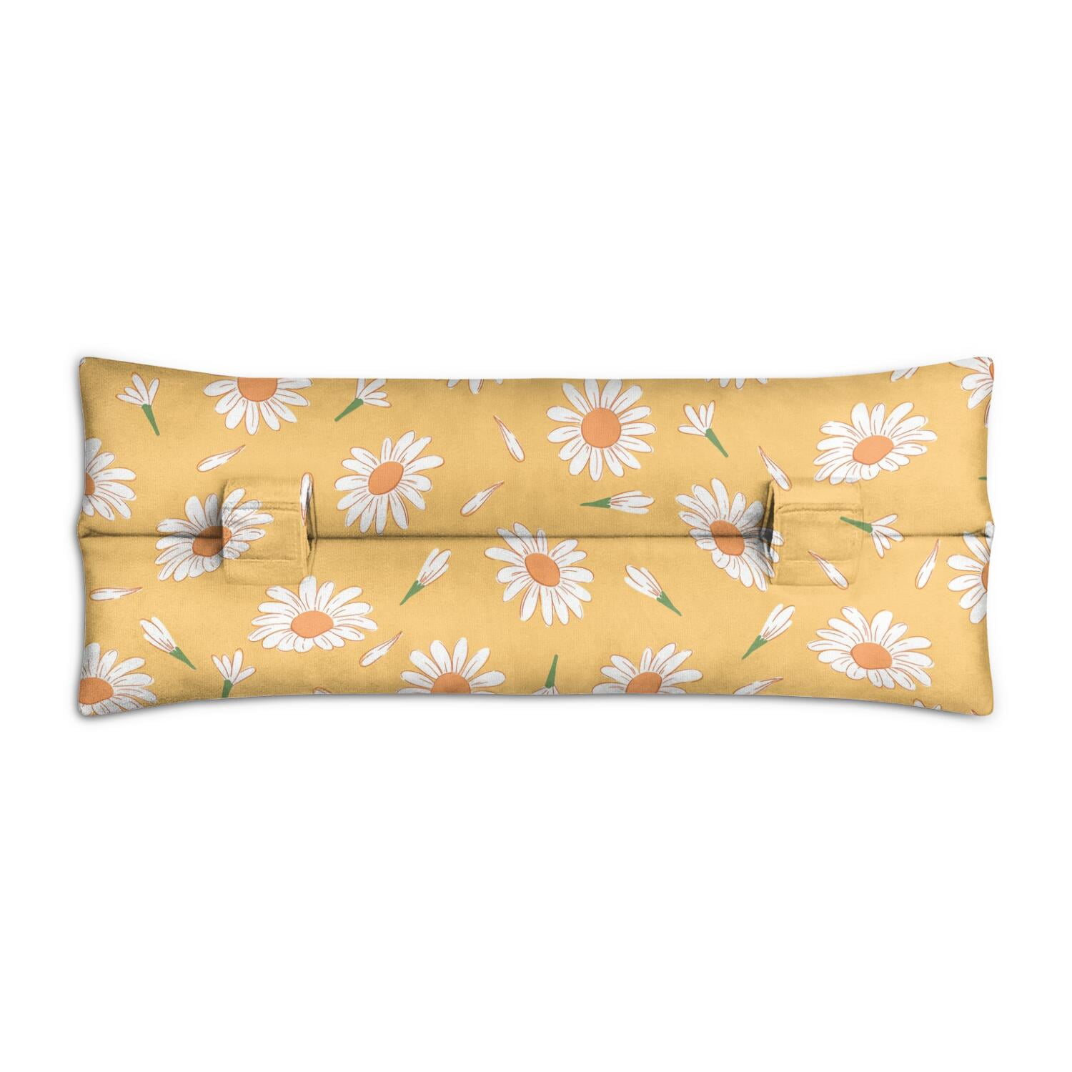 Boho Daisy Aesthetic Seat Belt Pillow - Retro Floral Chest Protector After Surgery - Soft Yellow Daisy Print Cushion for Women