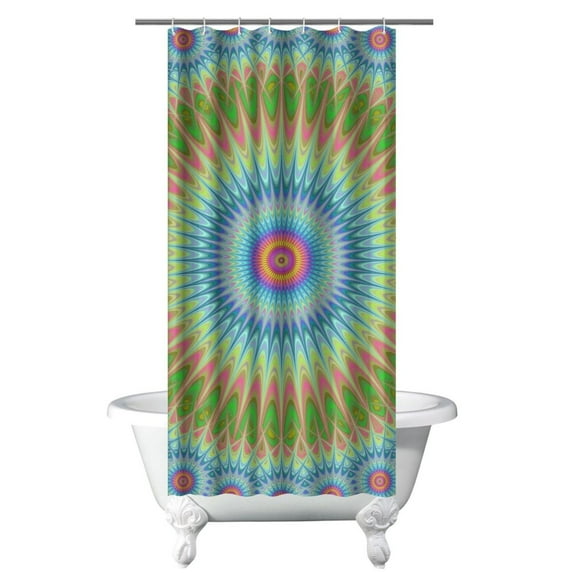 Boho Aesthetic Shower Curtain 36x72, Quick-Drying Polyester with Plastic Rings, Yellow Daisy Bloom for Vintage Bathroom Style