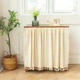 thumbnail image 1 of Boho Daisy Floral Cotton Cafe Curtains with Tassels Rod Pocket Short Kitchen Curtain, 1 Panel (Daisy,18"x52"), 1 of 7