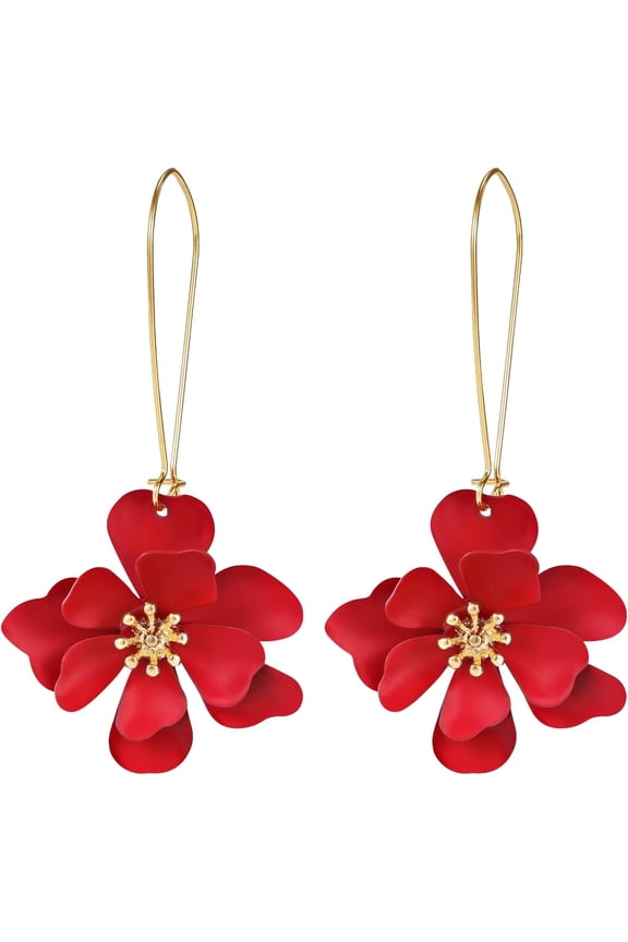 Boho Daisy Flower Matte Floral Long Petal Drop Dangle Earrings Layered Tiered For Women Chic Boho Wedding Jewelry[Z1]