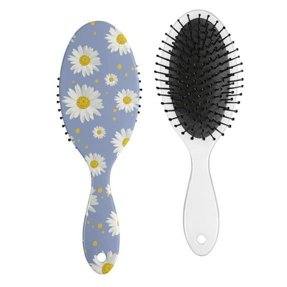 Boho Daisy Hair Brush, Vintage Floral Detangler with Watercolor Daisy and Bee Illustration, Soft Bristle Paddle Brush for Men, Women, Kids, and Boys