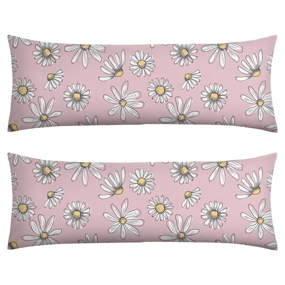 Boho Daisy Pillow Cover 20x54 - Soft Breathable Body Pillowcase with Zipper - Watercolor Daisy Artwork - Machine Washable for Maternity & Home Use