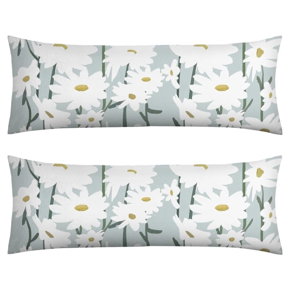 Boho Daisy Pillow Cover 20x54 - Soft Breathable Body Pillowcase with Zipper - Watercolor Daisy Artwork - Machine Washable for Maternity & Home Use