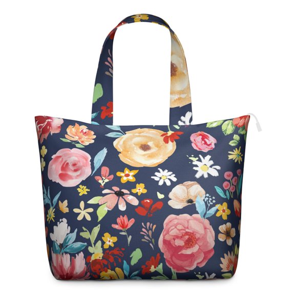 Boho Daisy Print Overnight Bag Retro Floral Weekender Duffel, , Large Capacity, Adjustable Shoulder Strap