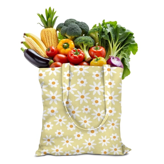 Boho Daisy Print Reusable Tote – Lightweight Artistic Canvas Bag