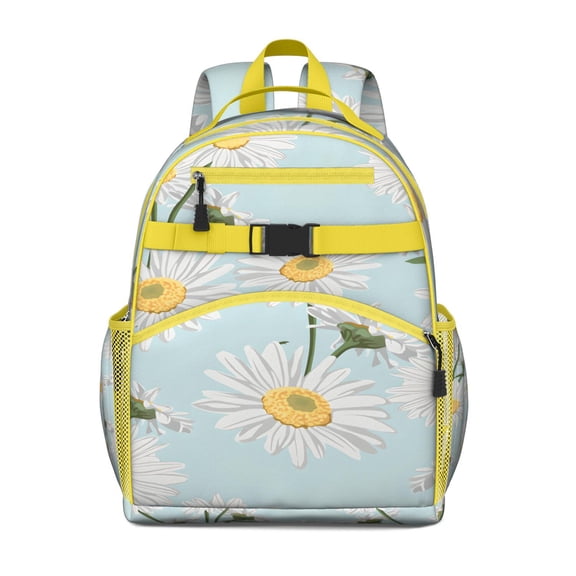 Boho Daisy Toddler Backpack with Spacious Capacity Chest Strap Easy Grip Zipper Vintage Floral Pattern School Backpack for Student Perfect for Back to School and Travel