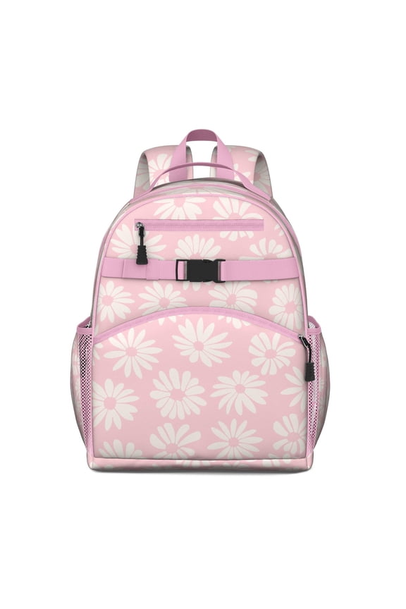 Boho Daisy Toddler Backpack with Spacious Capacity Chest Strap Easy Grip Zipper Vintage Floral Pattern School Backpack for Student Perfect for Back to School and Travel