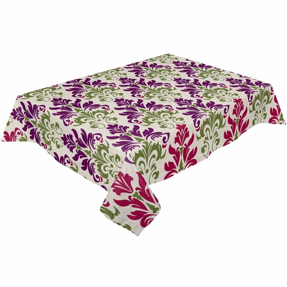 Boho Damask Paisle Rectangle Tablecloths 60x84,Red Green Purple Rustic Tribal Patterns Table Cloth Table Cover Indoor/Outdoor Tabletop Decor for Wedding Holiday Party Dinner Baby Shower