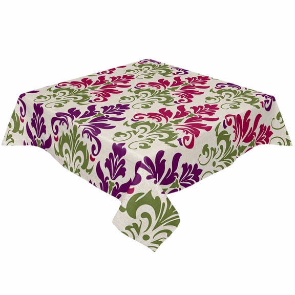 Boho Damask Paisle Square/Round Tablecloths 54x54,Red Green Purple Rustic Tribal Patterns Table Cloth Table Cover Indoor/Outdoor Tabletop Decor for Wedding Holiday Party Dinner Baby Shower