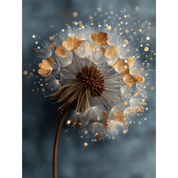 Boho Dandelion Canvas Print, Nature Inspired Digital Art, Modern Home Wall Decor