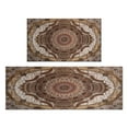 thumbnail image 1 of Boho Dark Brown Pattern Rugs and Mats Non Skid Washable Absorbent Microfiber Soft Kitchen Mat for Floor Set Of 2 Decor Stain Resistant 17"x47"+17"x30", 1 of 7