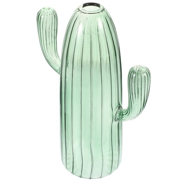 MIPCASE Green Cactus Shaped Glass Vase Hydroponic Planter for Home Office and Party Decor