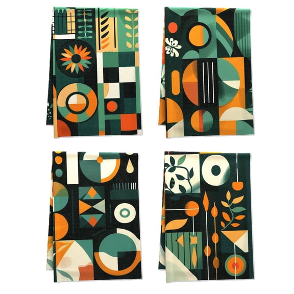 Boho Decor Hand Towel, Wallpaper Colorful Nature Handy Fall Bathroom Decor 16x24, Pack Of 4 Leaves Soft Edeges Flowers Terry Cloth Dish Towels, for Farmhouse Washroom Microfiber