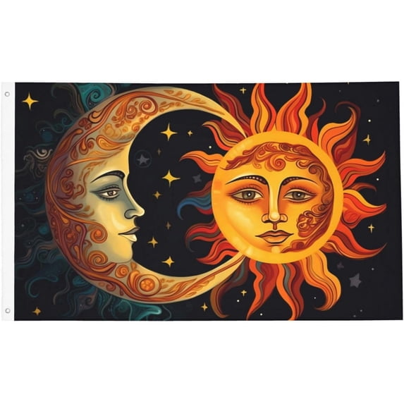 Boho Decor Sun Flag for Large Holiday Decorative Flag, Double-Sided,Outdoor decoration, Flag with Grommets