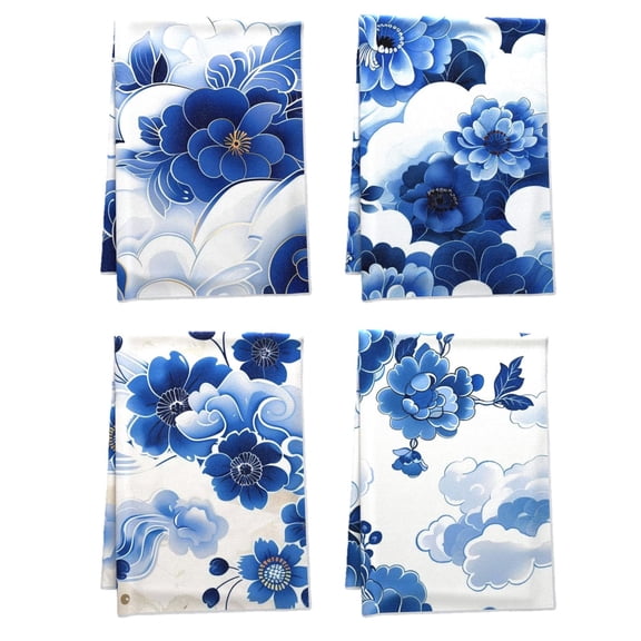 Boho Decor Towel for Garden Washroom Window Bathroom Home Breathable Handy Durable Fall Kitchen Decor Rhombus Shapes Geometric Flowers Versatile Terry Cloth Dish Towels 4PCS 16x24 Inches