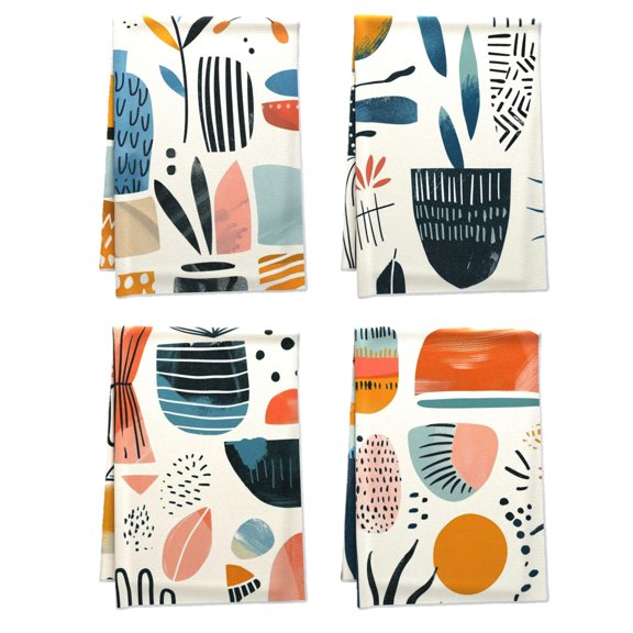 Boho Decorative Dishtowel - for Gym Washroom Farmhouse Decoration 16x24in 4pcs/Pack - Handy Symmetrical Aztec Symbols Home Towels Durable Sophistication Fall Bathroom Decor