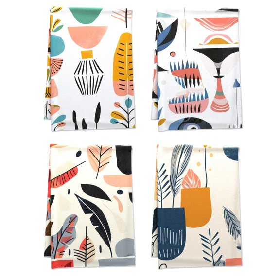 Boho Decorative Dishtowel - for Gym Washroom Farmhouse Decoration 16x24in 4pcs/Pack - Handy Symmetrical Aztec Symbols Home Towels Durable Sophistication Fall Bathroom Decor