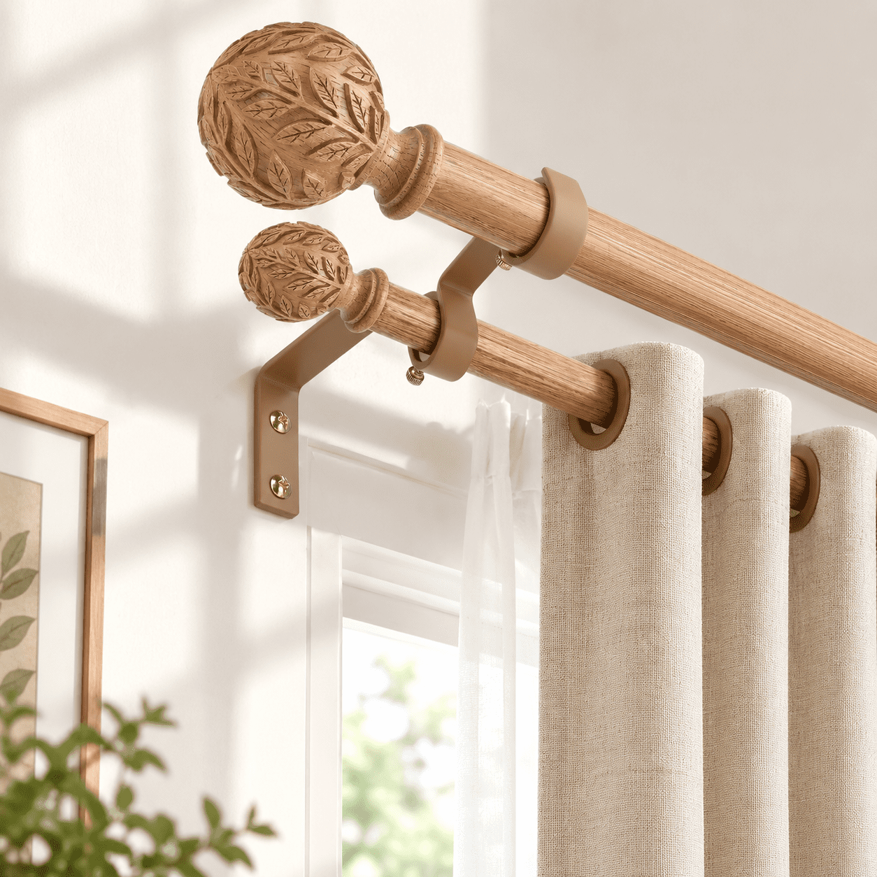 Boho Decorative Double Curtain Rods for Windows 36