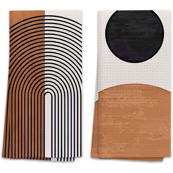 Boho Decorative Hand Towels, Boho Bohemian Green Kitchen Bathroom Decor, 16x24 Inch, Set of 2